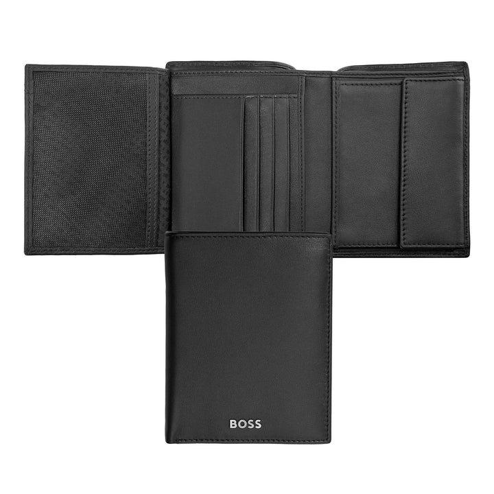 Carteira vertical Hugo Boss com aba Classic Smooth Black HLO403A