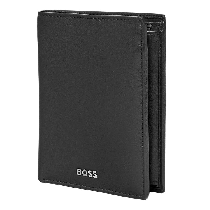 Carteira vertical Hugo Boss com aba Classic Smooth Black HLO403A