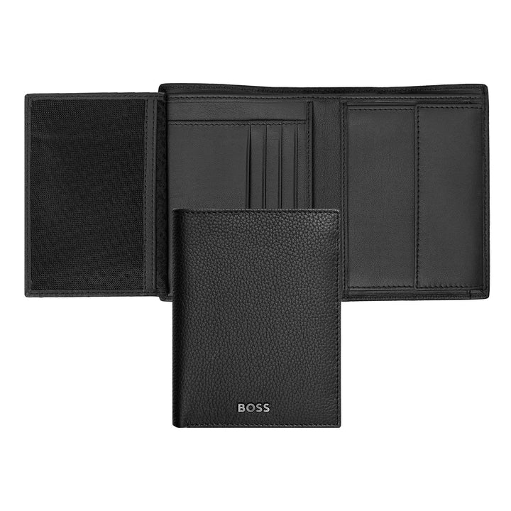 Carteira Hugo Boss Money com aba vertical Classic Granulated Black HLO416A