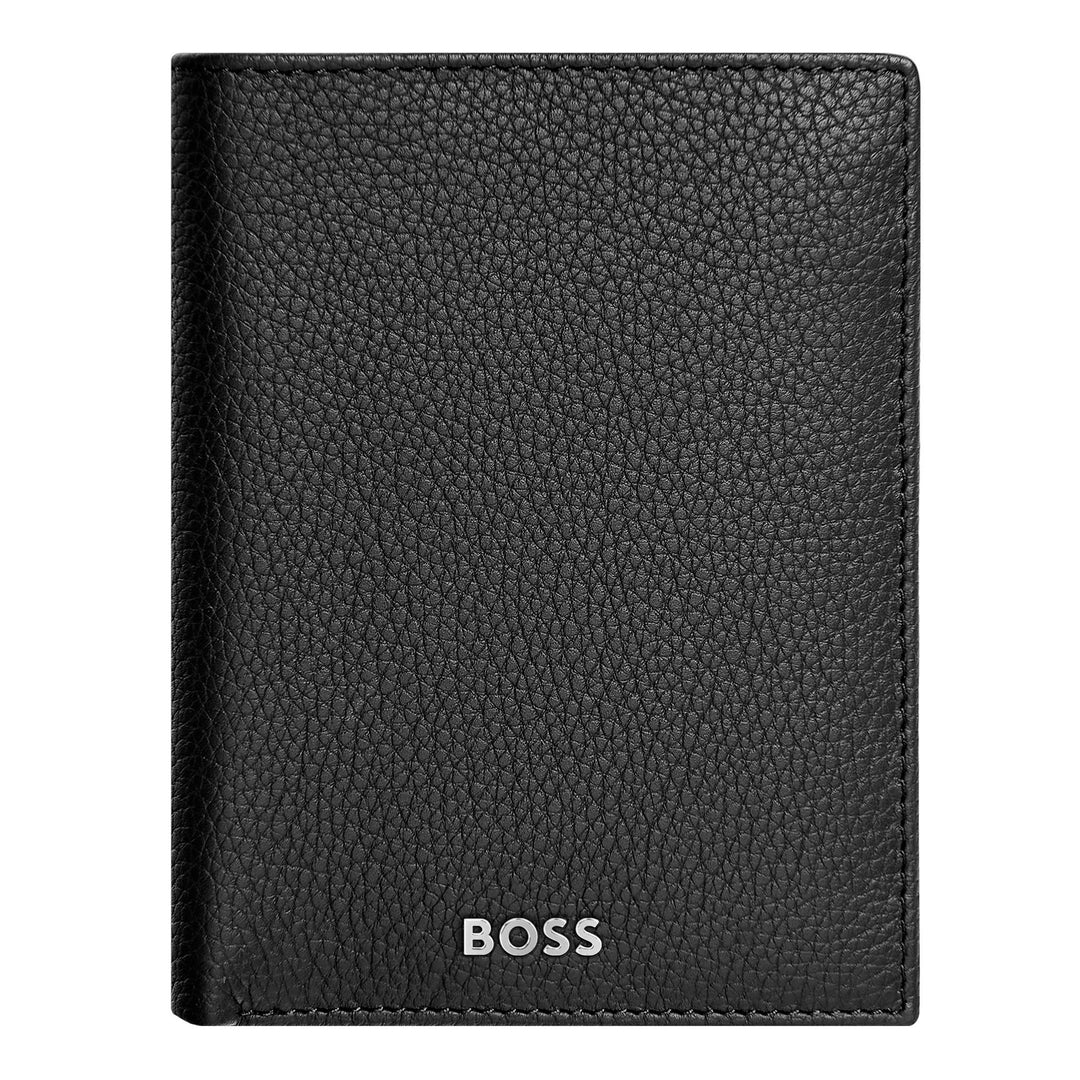 Carteira Hugo Boss Money com aba vertical Classic Granulated Black HLO416A