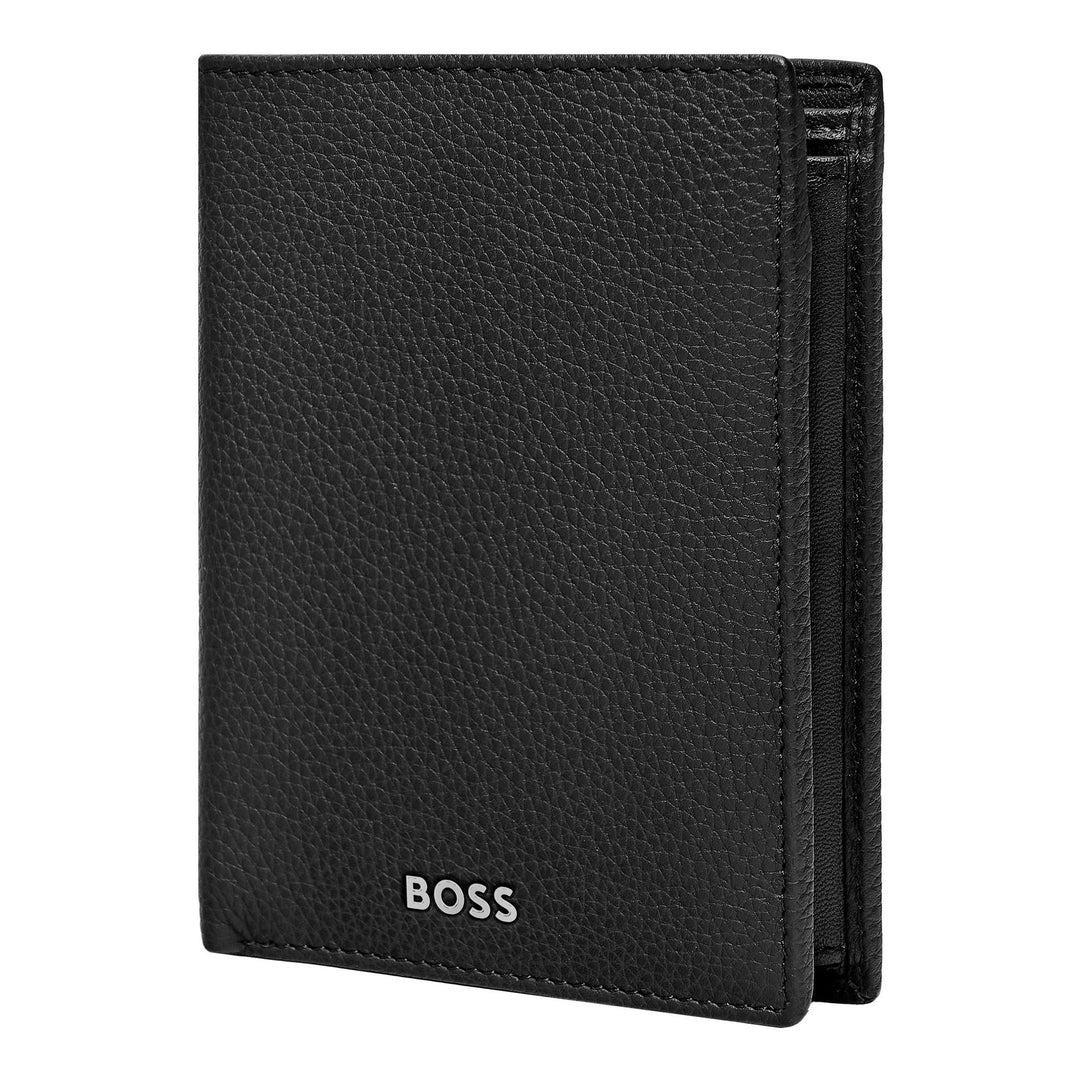 Carteira Hugo Boss Money com aba vertical Classic Granulated Black HLO416A