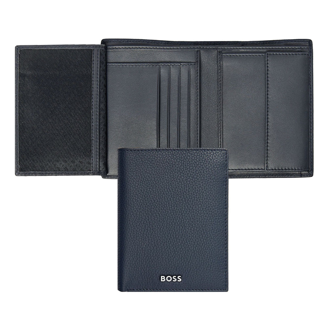 Carteira vertical Hugo Boss com aba Classic Granulated Navy HLO416N