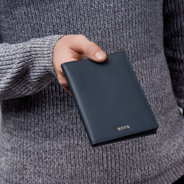 Carteira vertical Hugo Boss com aba Classic Granulated Navy HLO416N