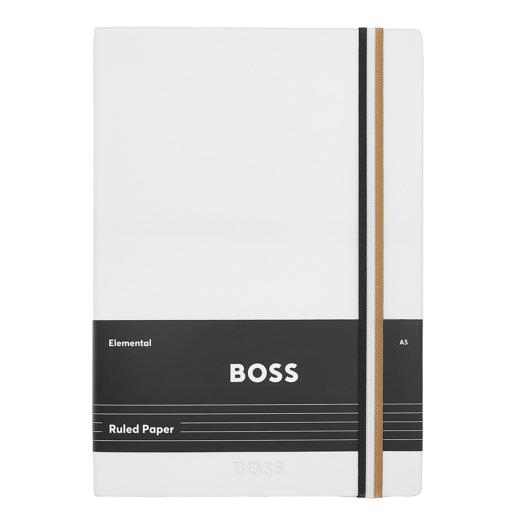 Hugo Boss Notizbuch A5 Ikone Weiß gestreift HNH321WL