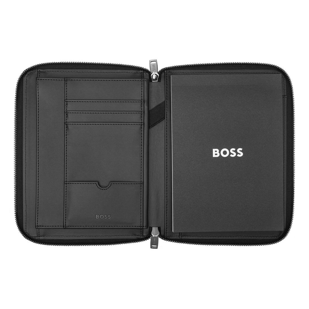 Folder Hugo Boss pour les conférences A5 Monogramme zippé noir HTM411A