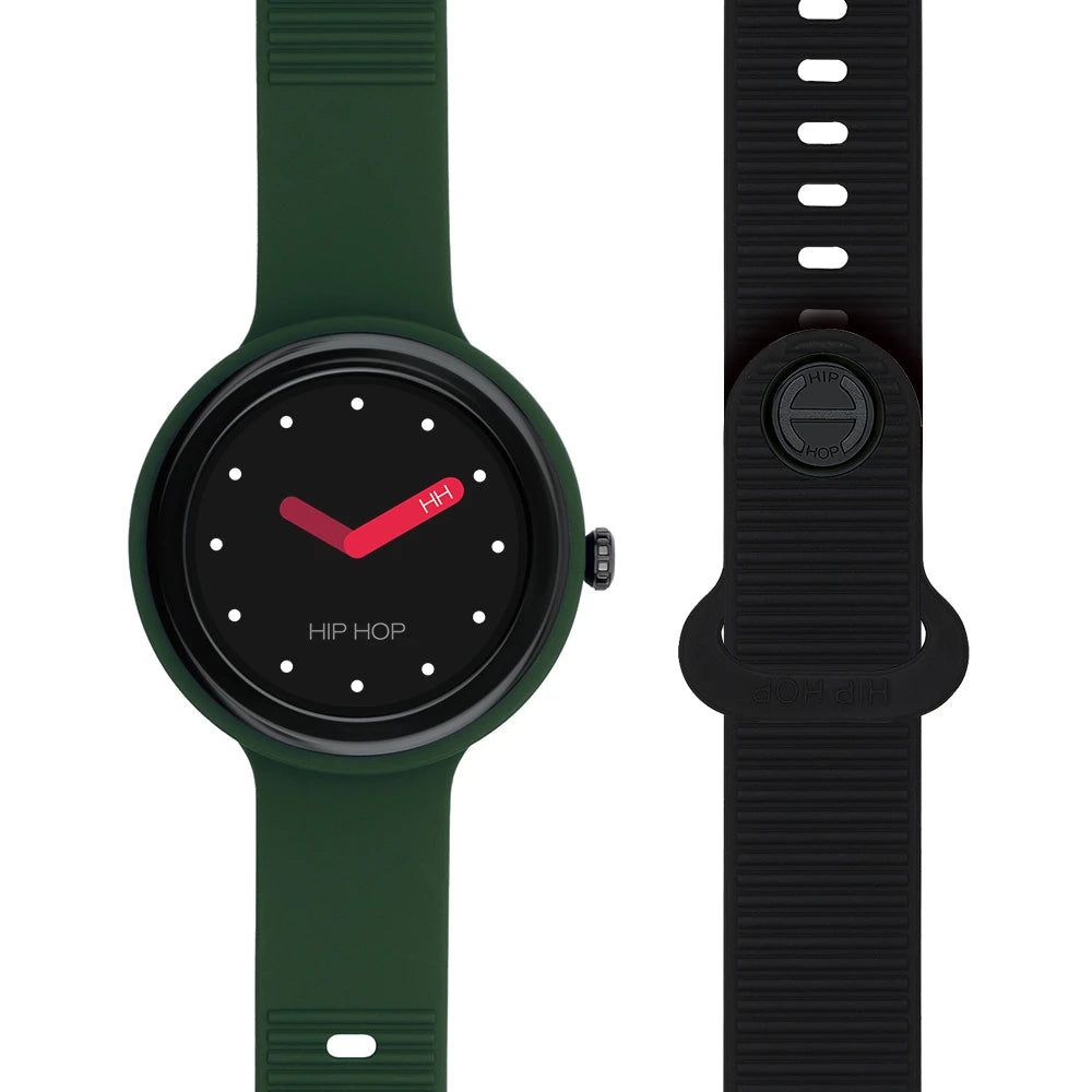 היפ הופ ירוק צבאי/שעון שעון חכם שחור HWU1198