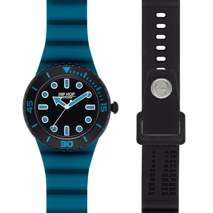 Hip Hop Teal Blue/Black Master Collection 41mm Hwu1232 watch