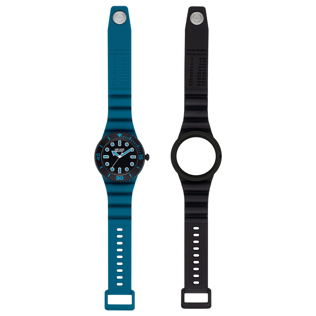 Hip Hop Teal Blue/Black Master Collection 41mm Hwu1232 watch