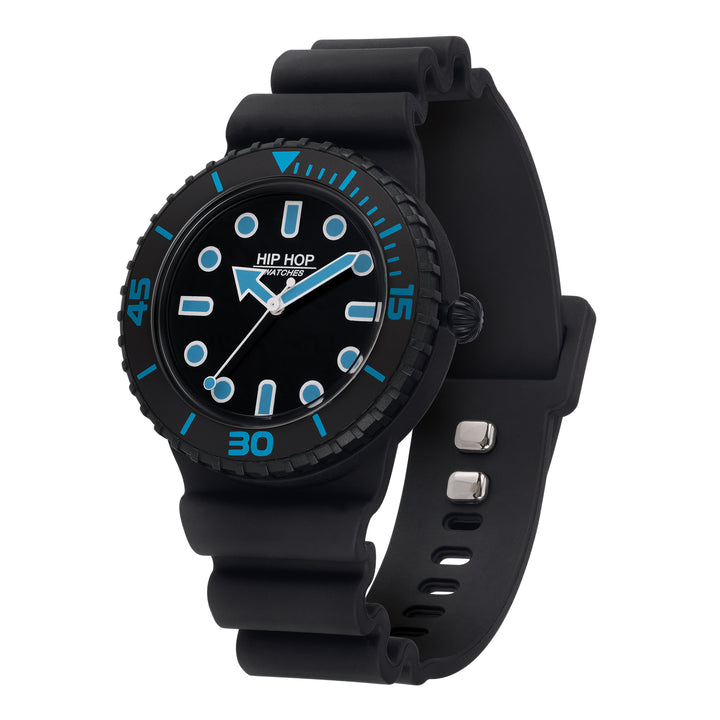 Hip Hop Teal Blue/Black Master Collection 41mm Hwu1232 watch