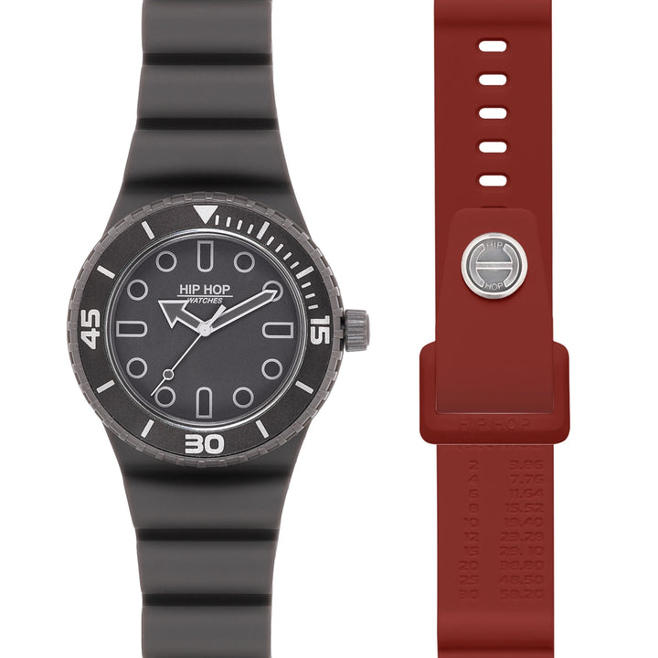 Hip Hop hodinky BORDEAUX/GREY Master collection 41mm HWU13334