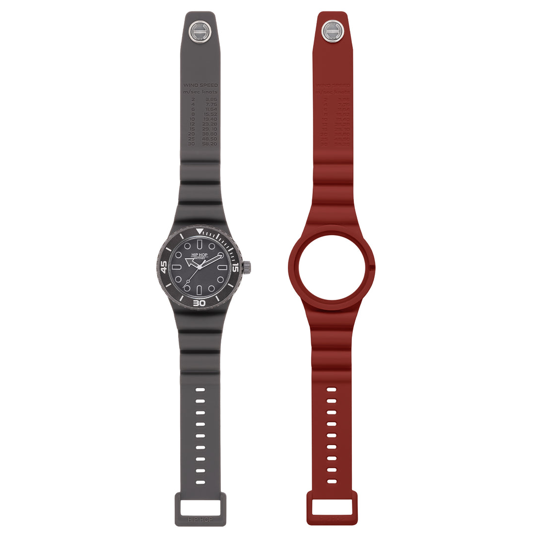 Hip Hop hodinky BORDEAUX/GREY Master collection 41mm HWU13334