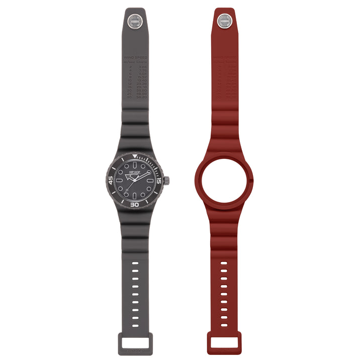 Hip Hop hodinky BORDEAUX/GREY Master collection 41mm HWU13334