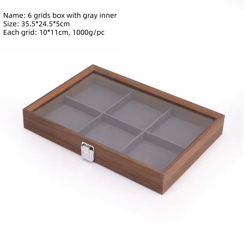 Capodagli scatola porta gioielli legno noce 6 scompartimenti interno grigio scuro CPD-BOX-6