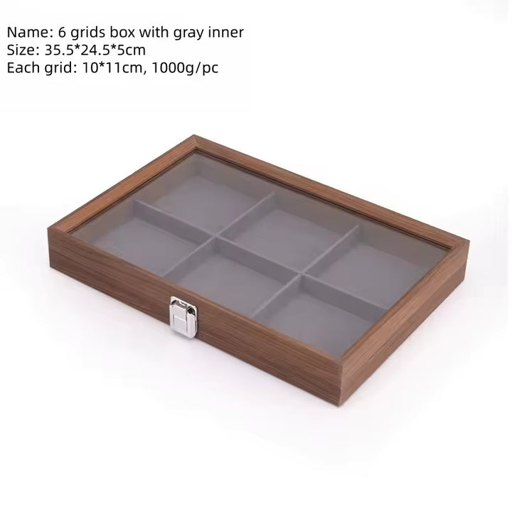 Capodagli scatola porta gioielli legno noce 6 scompartimenti interno grigio scuro CPD-BOX-6