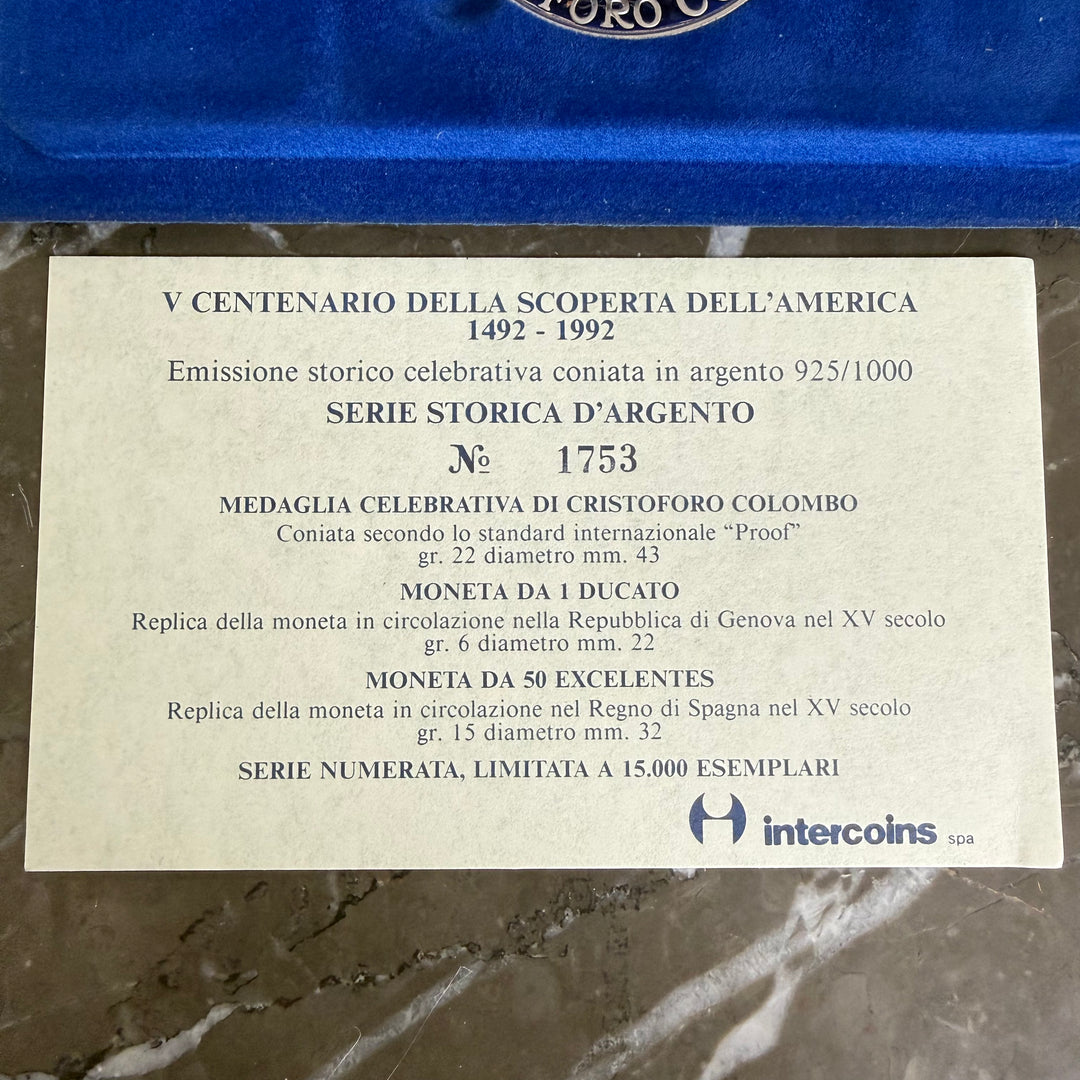 Silver coin set 5th centenary of discovery of America