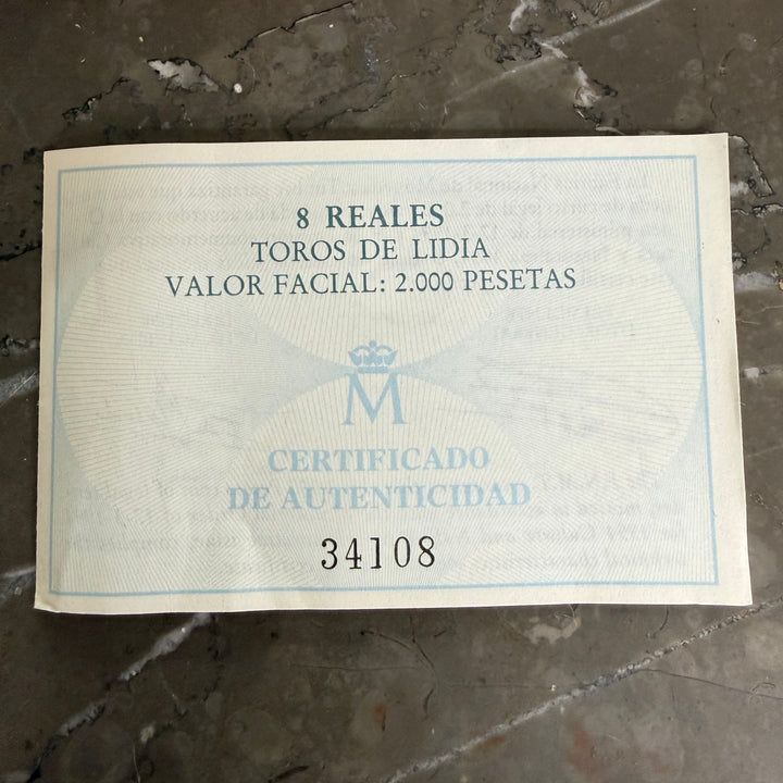 Silver coin 8 Reales Toros de Lidia Cultura y Naturaleza