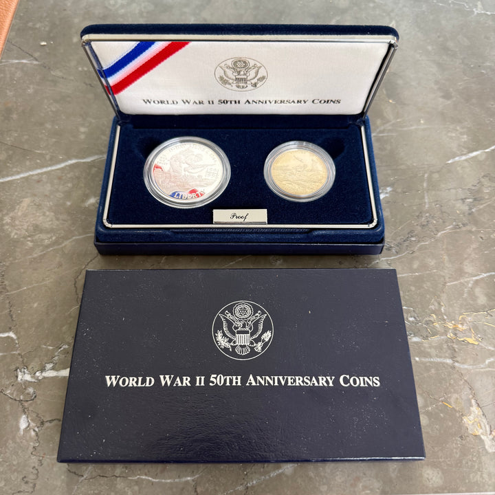 Set de monedas de plata 50.º aniversario de la Segunda Guerra Mundial de los Estados Unidos