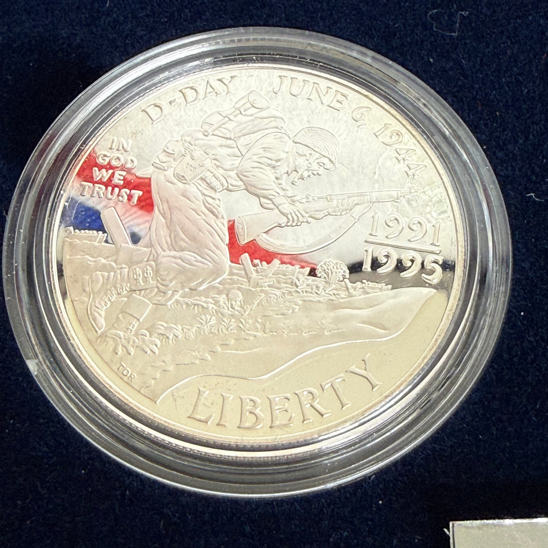 Set de monedas de plata 50.º aniversario de la Segunda Guerra Mundial de los Estados Unidos