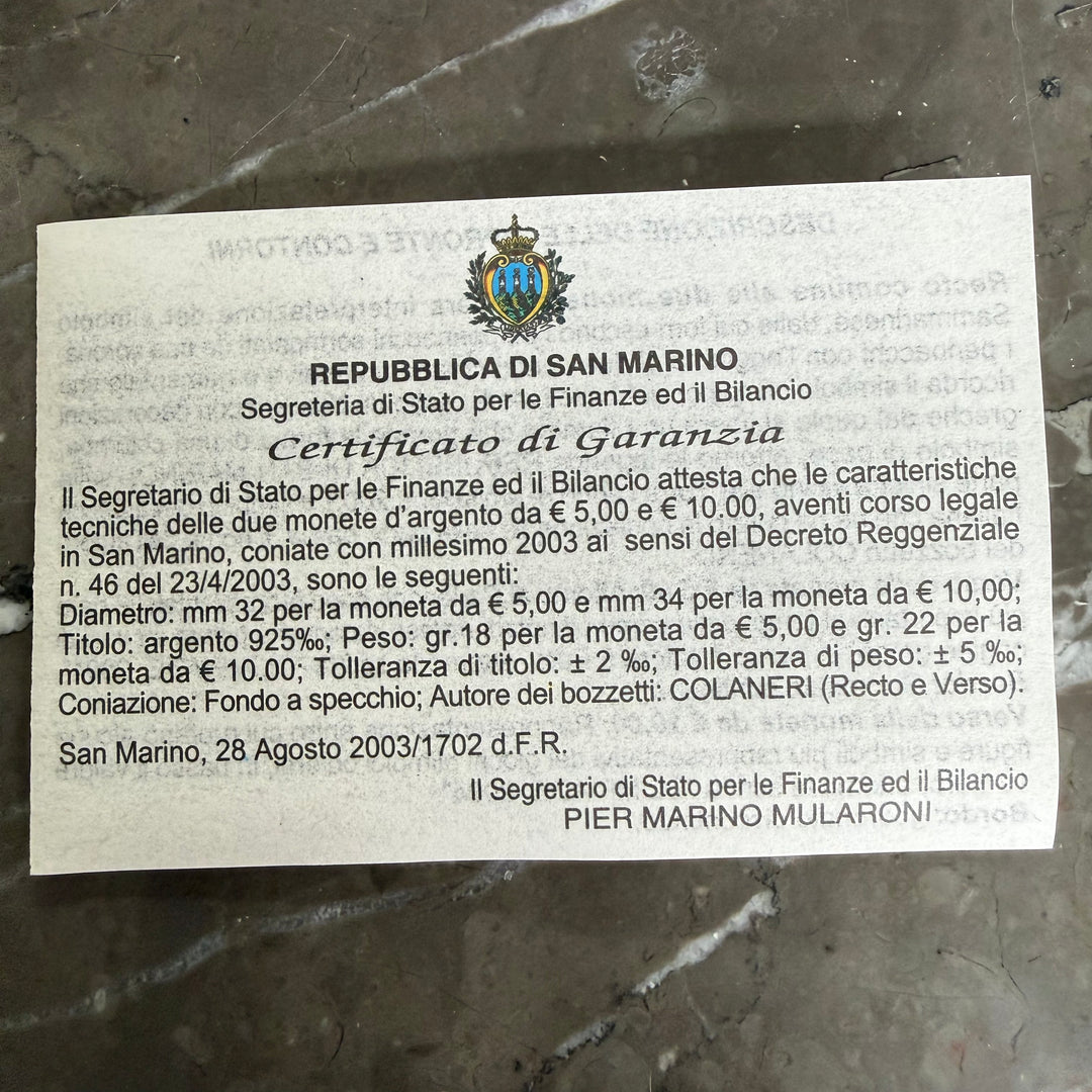 Silver coins €5 €10 Republic of San Marino 2004 Olympics