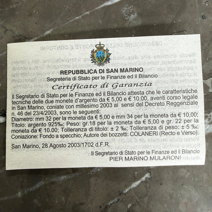Silver coins €5 €10 Republic of San Marino 2004 Olympics