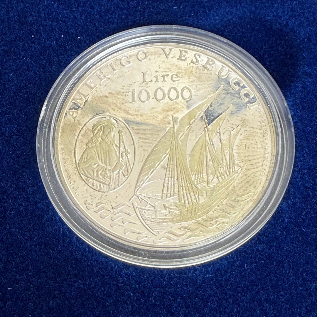 Silver coins 5000 10000 Lire Republic of San Marino Amerigo Vespucci 1995