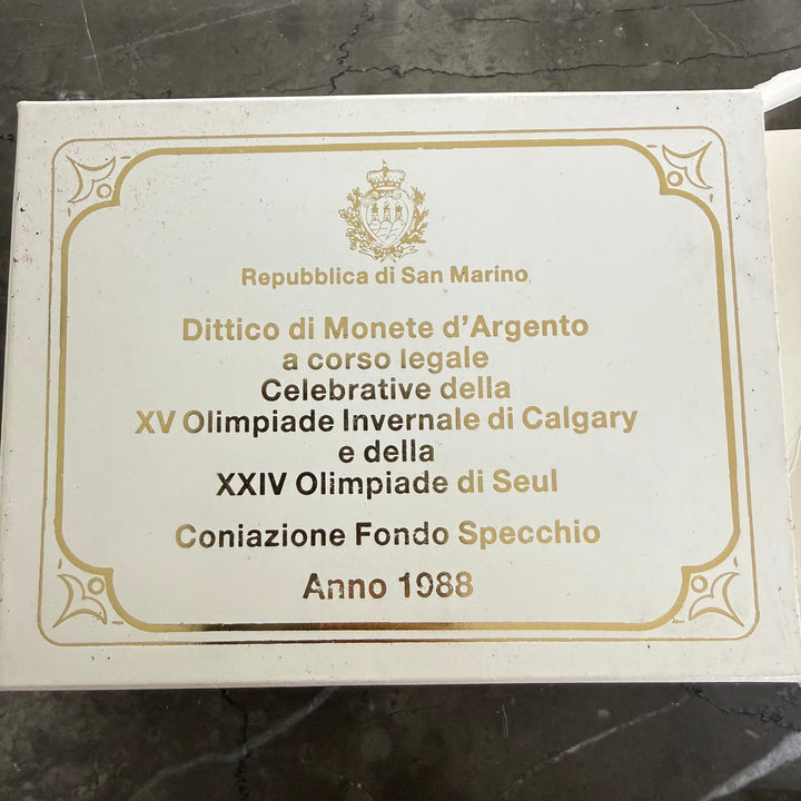Silver coins Republic of San Marino XV Calgary Winter Olympics and XXIV Seoul Olympics 1988