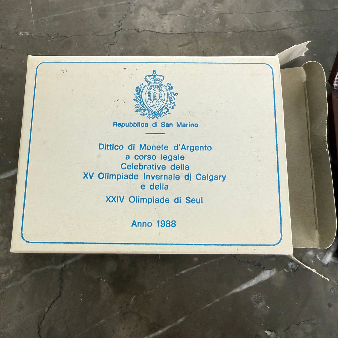 Silver coins Republic of San Marino XV Calgary Winter Olympics and XXIV Seoul Olympics 1988