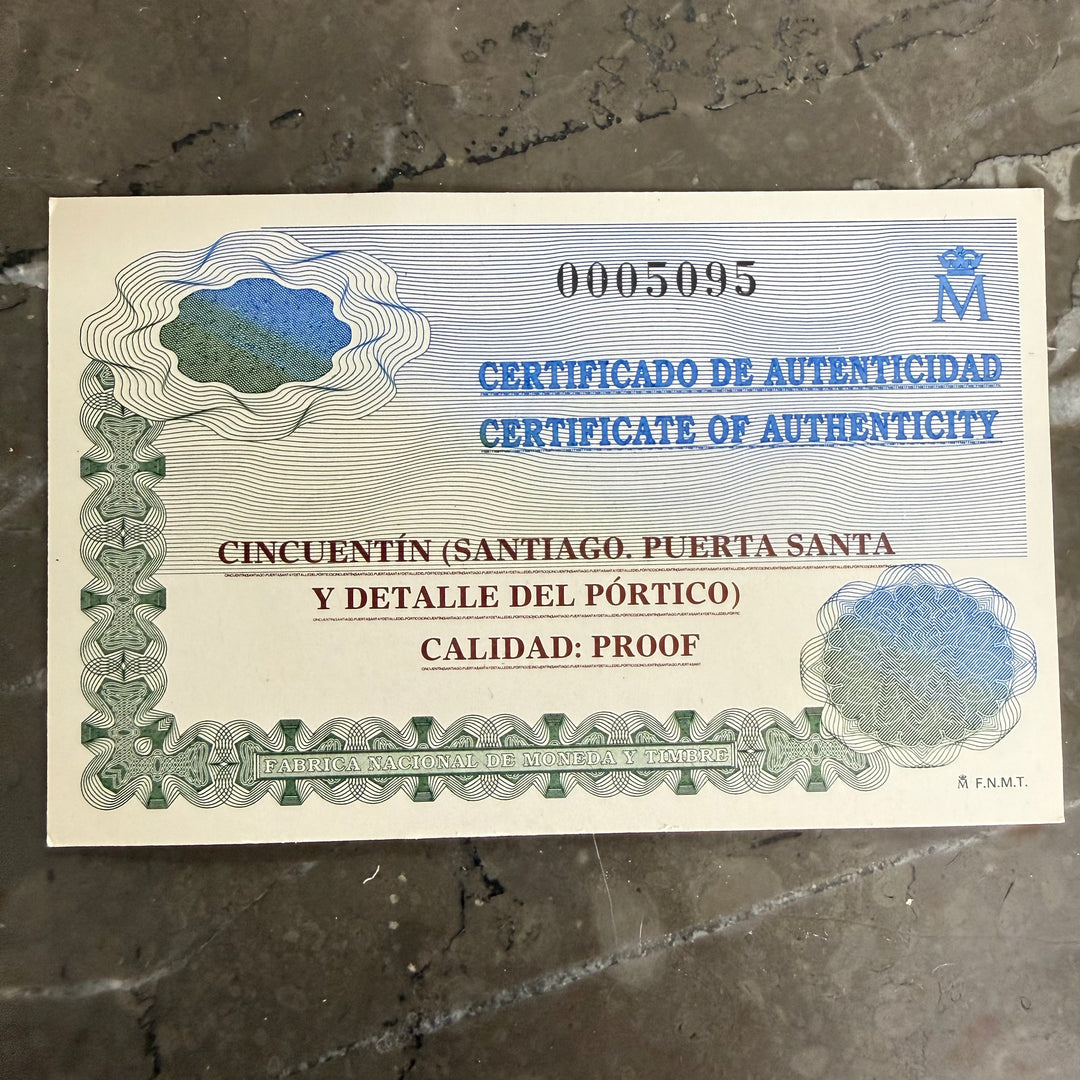Moeda de prata Cinquentín 10000 Pesetas Año Jubilar Compostelano 1999