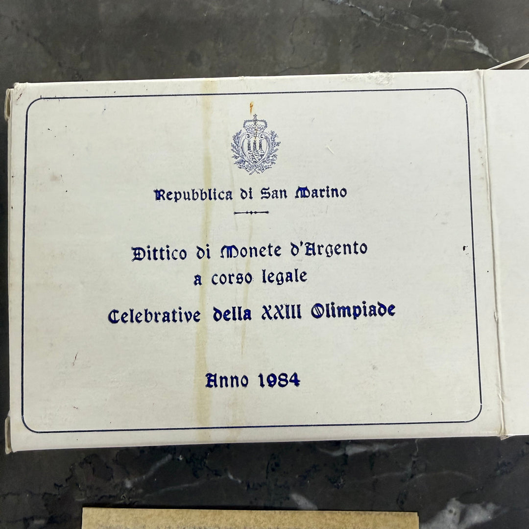 Silver coins 500 1000 Lire Republic of San Marino XXIII Olympics 1984