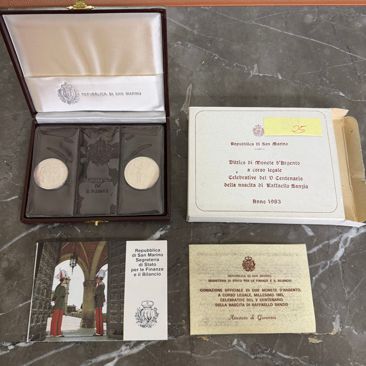 Silbermünzen 500 1000 Lire Republik San Marino V Hundertster Geburtstag Raffaello Sanzio 1983