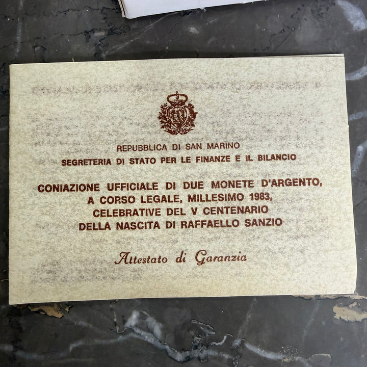Silbermünzen 500 1000 Lire Republik San Marino V Hundertster Geburtstag Raffaello Sanzio 1983