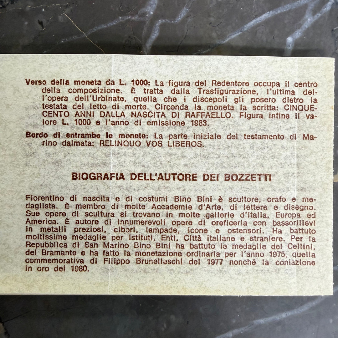 Silbermünzen 500 1000 Lire Republik San Marino V Hundertster Geburtstag Raffaello Sanzio 1983