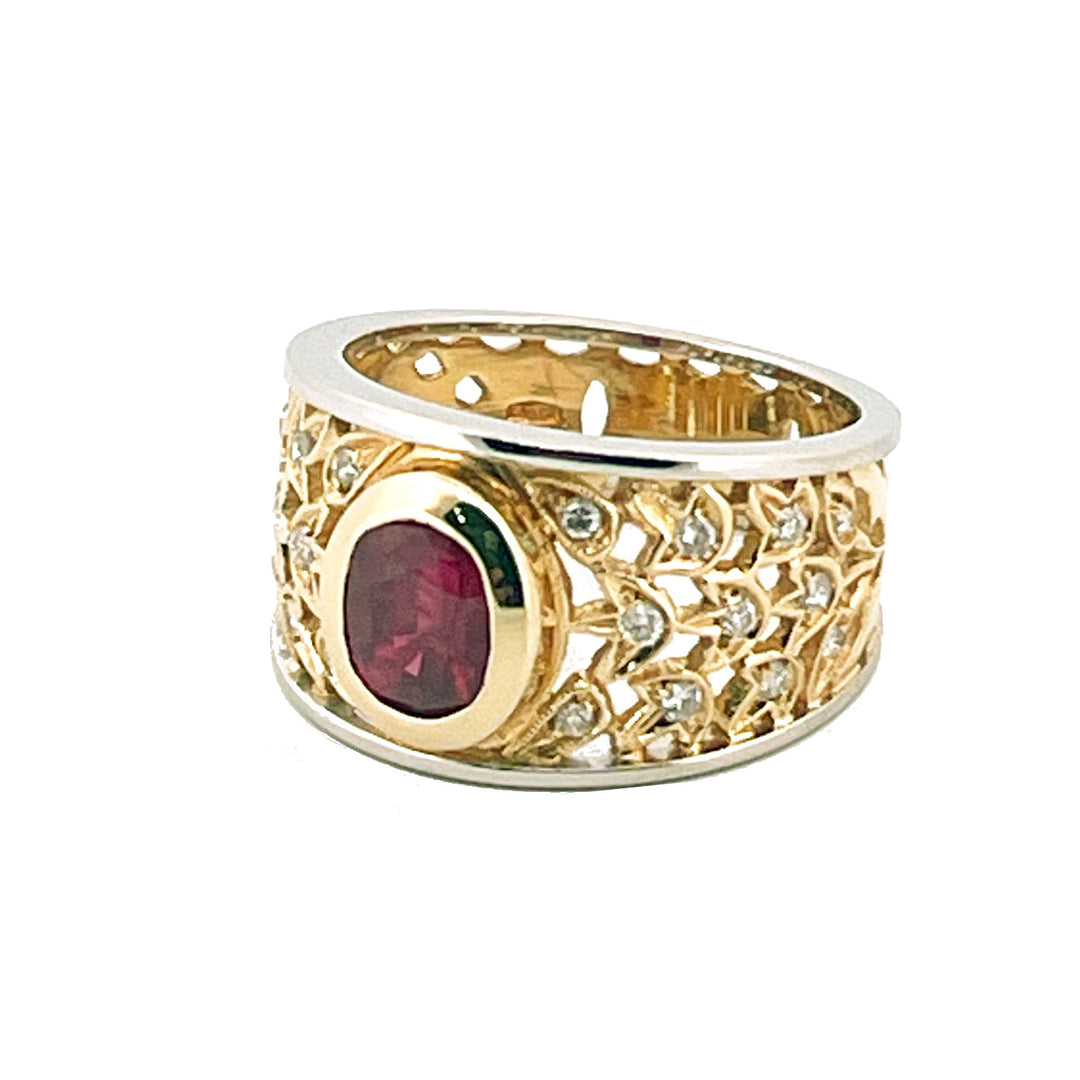 Capodagaglia Ring Fantasy Fantasy Gold Gold und Yellow 18kt Rubin und Diamanten