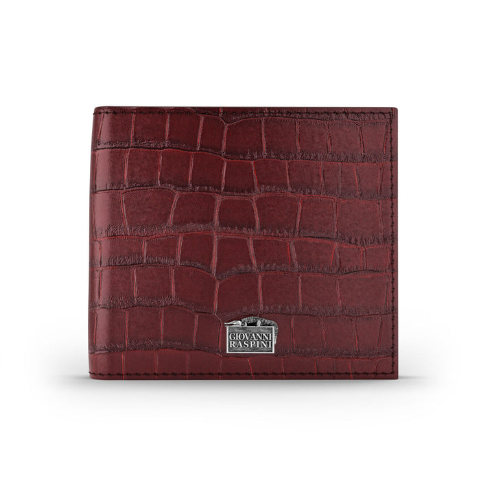 Carteira Giovanni Raspini couro croco bordô 925 prata L0031