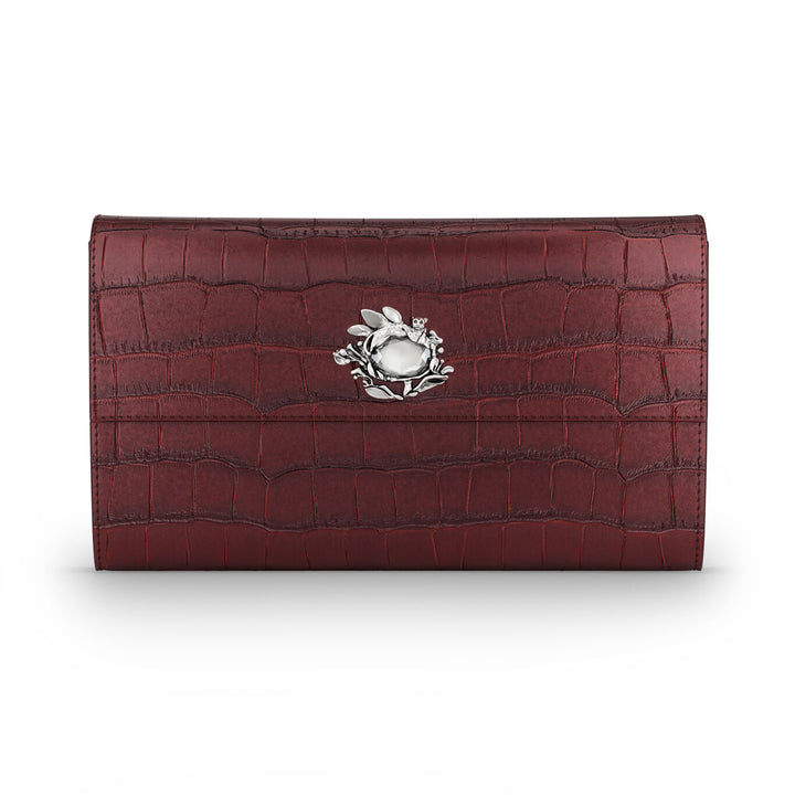 Carteira Giovanni Raspini selva continental croco couro branco bronze cor de vinho L0033