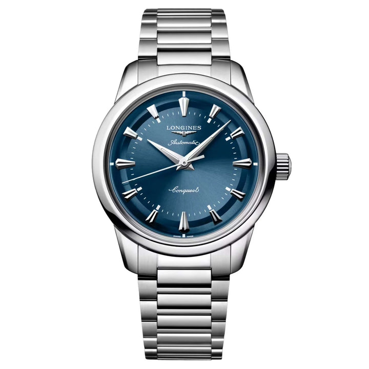 Longines Conquest Heritage Relógio automático azul de 38 mm em aço L1.649.4.92.6