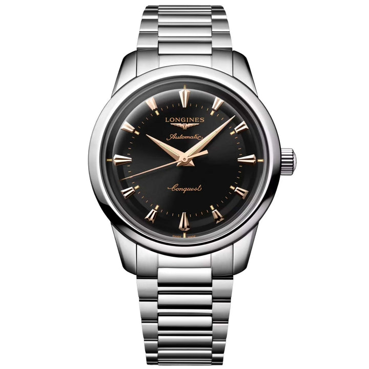 Relógio automático Longines Heritage 40 mm em aço preto L1.650.4.52.6