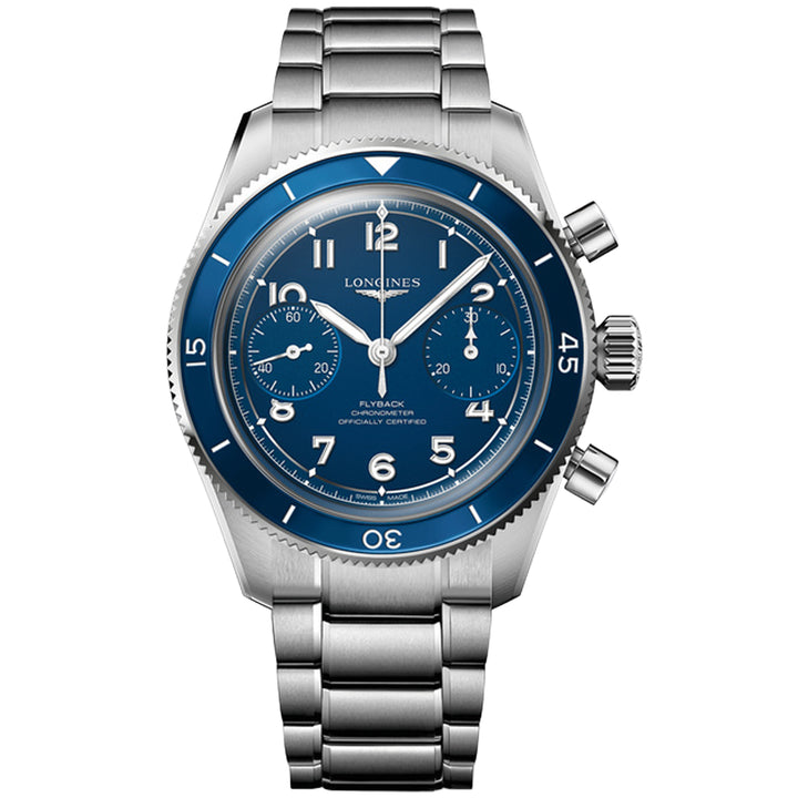 Ceas Longines Spirit Pilot Flyback 39,5 mm albastru cu bobinare manuală oțel L3.721.4.93.6