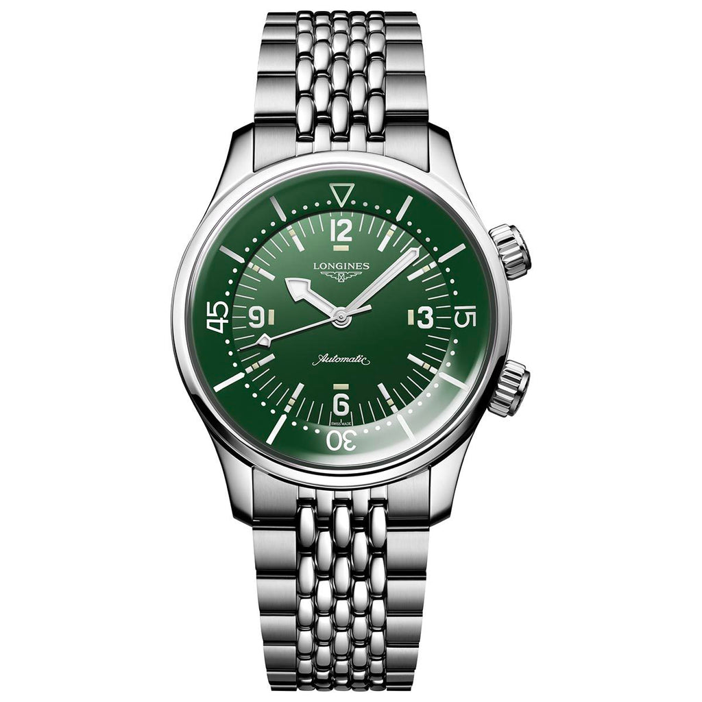 ロンジン レジェンド ダイバー 39mm グリーン 自動巻き スチール