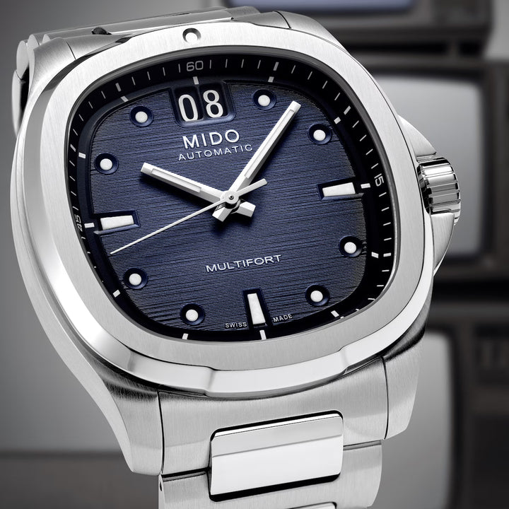 Mido orologio Multifort TV Big Date 40mm blu acciaio automatico M049.526.11.041.00