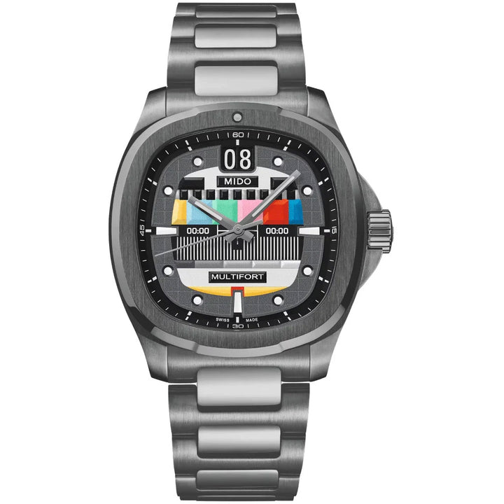 Montre Mido Multifort TV Big Date S01E02 40mm automatique acier gris finition PVD anthracite M049.526.33.081.01