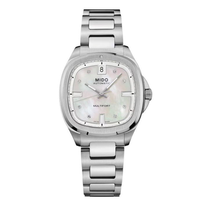 미도 시계 Multifort TV 34x35mm Mother of Pearl 다이아몬드 오토매틱 스틸 M049.307.11.106.00