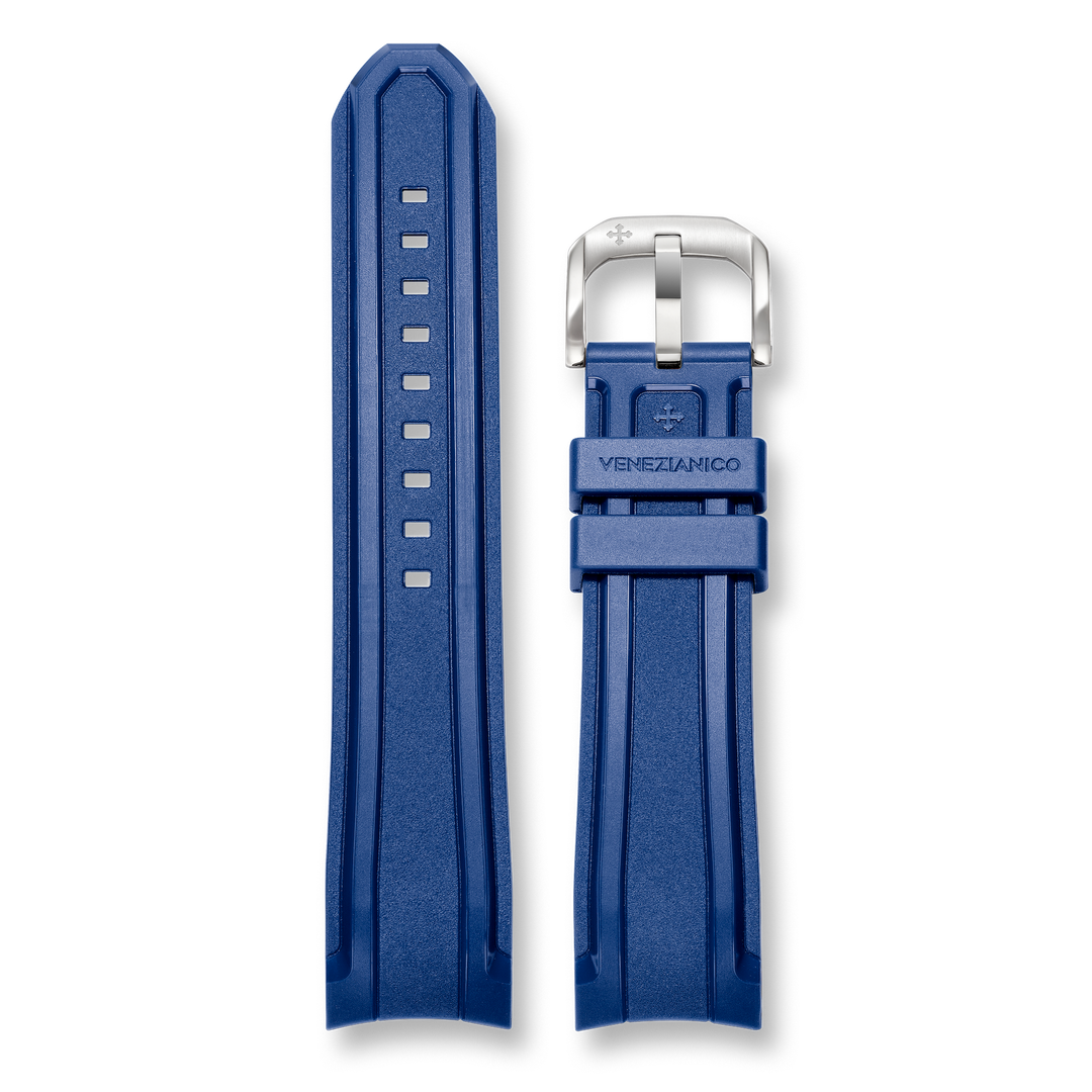 Venezianico Pulseira integrada de borracha azul 22mm