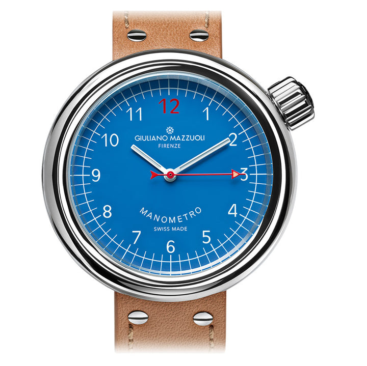Giuliano Mazzuoli klokke Manometer 45mm blå automatisk stål MRP03N
