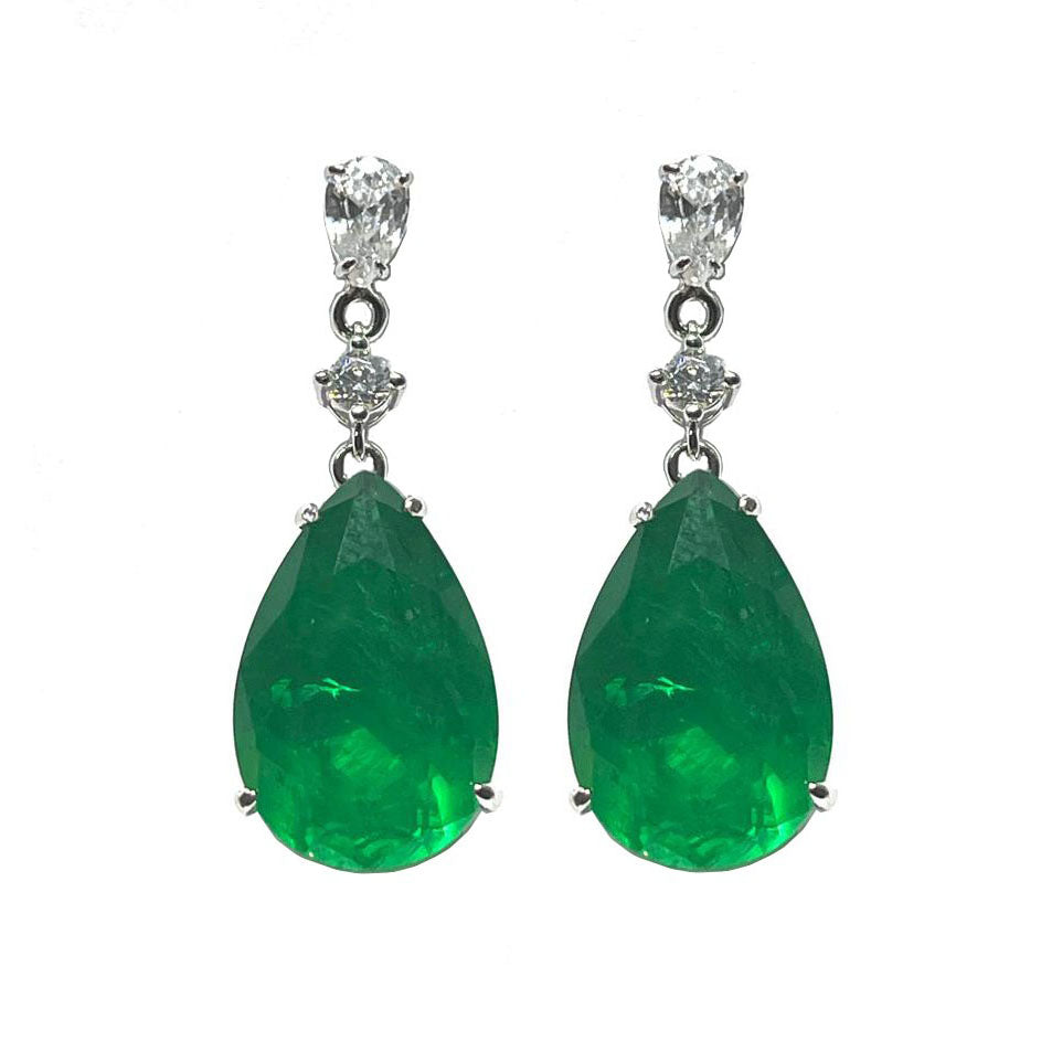 AP Coral Hollywood Earrings Diva Style Silver 925 Redio Quartz Finish Emerald Cubic Zirconia Or1400s