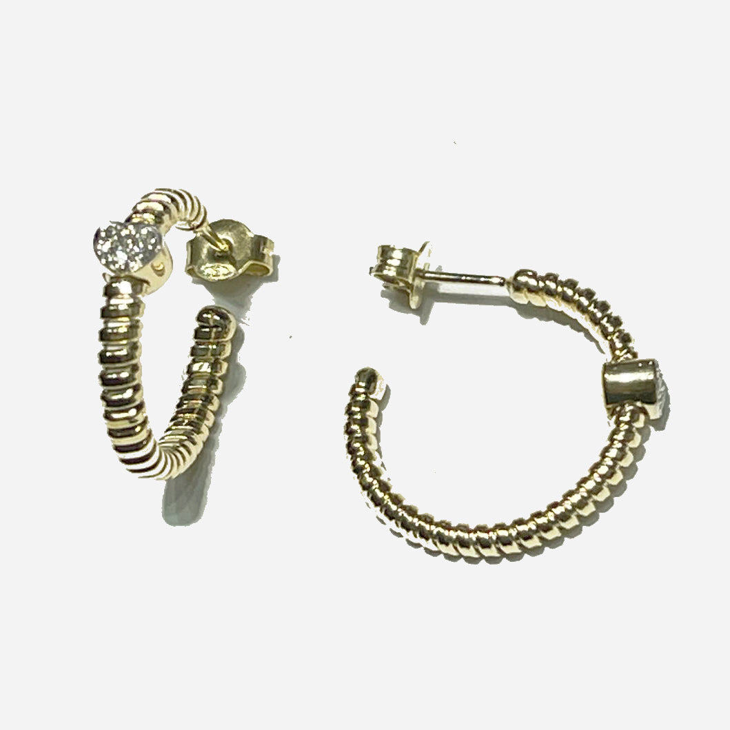 Hoop earrings heart Tubogas core titanium 18kt gold diamonds S315