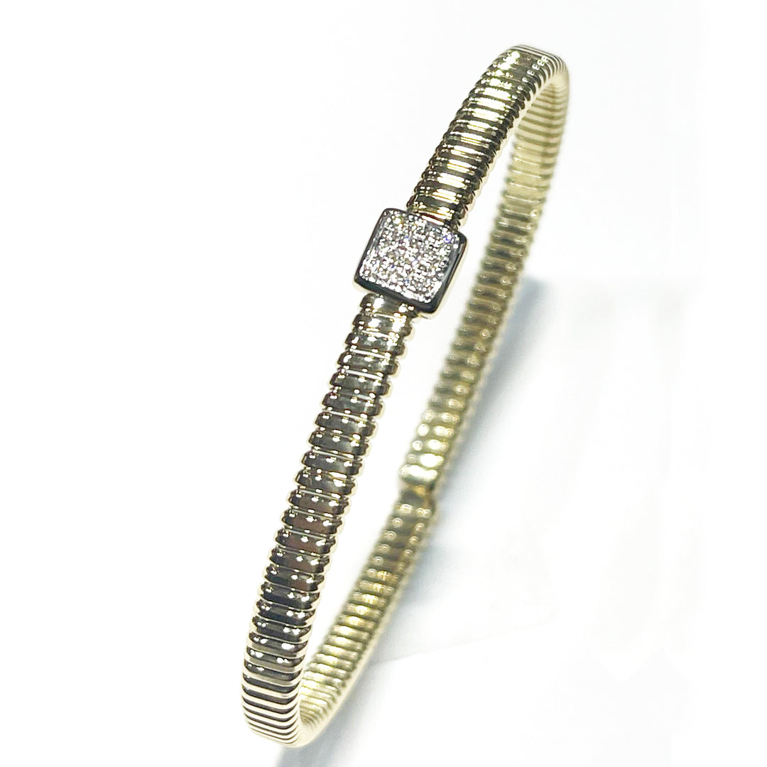 Bracelet Capodagli Carrè tubogas titanium titanio oro 18kt Diamanti S368