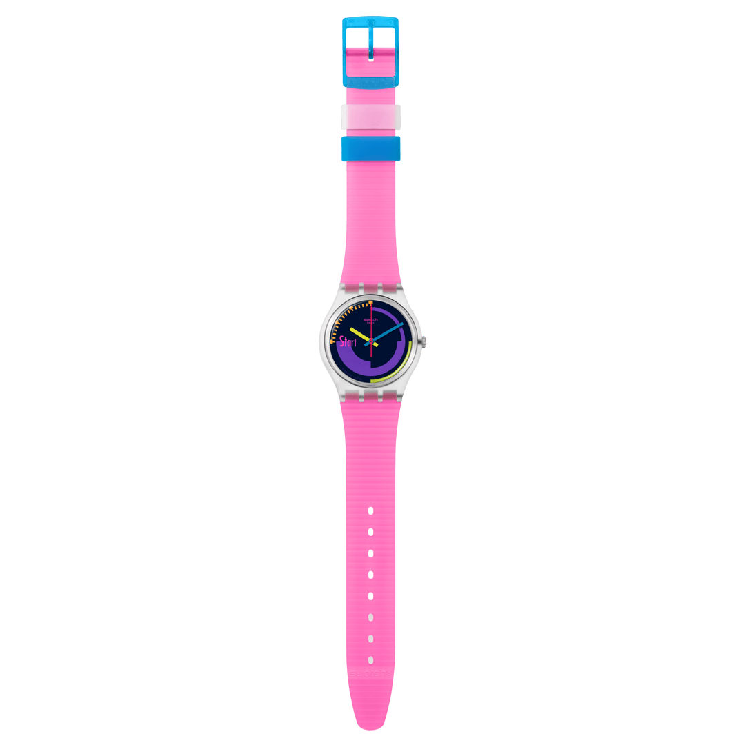 Swatch घड़ी नीयन गुलाबी PODIUM मूल Gent 34mm SO28K111