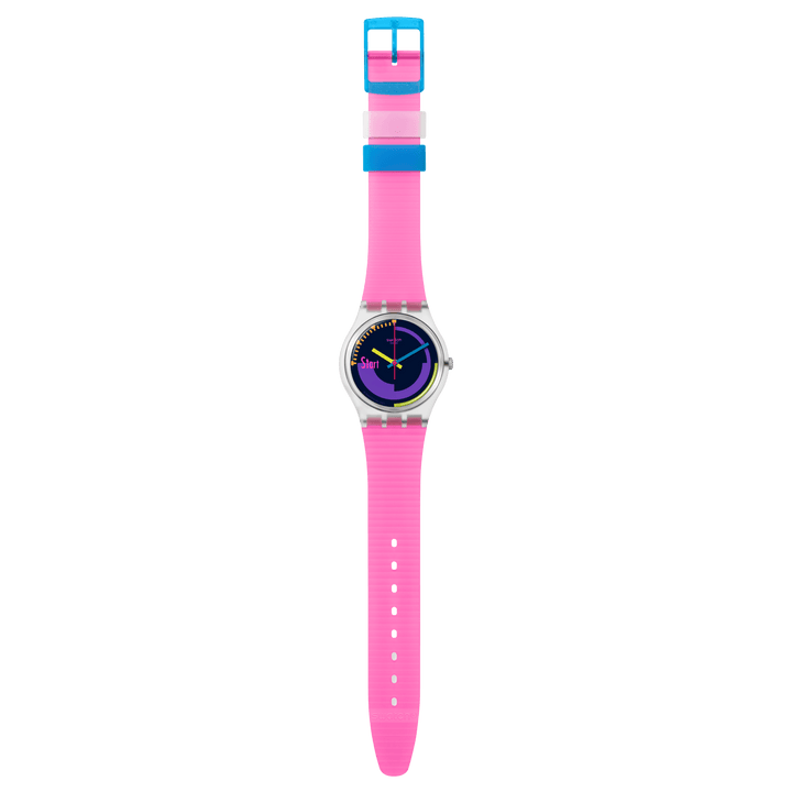 Swatch घड़ी नीयन गुलाबी PODIUM मूल Gent 34mm SO28K111