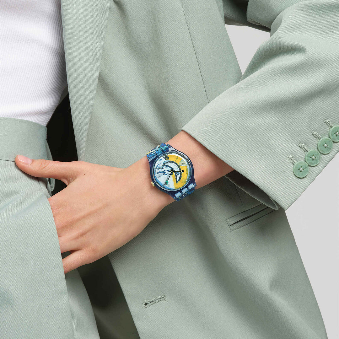 ساعة Swatch CHAGALL'S BLUE CIRCUS طبعة خاصة TATE GALLERY Originals New Gent 41mm SUOZ365